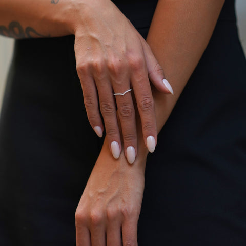 Sterling Silver Wishbone Stacker V Ring Set