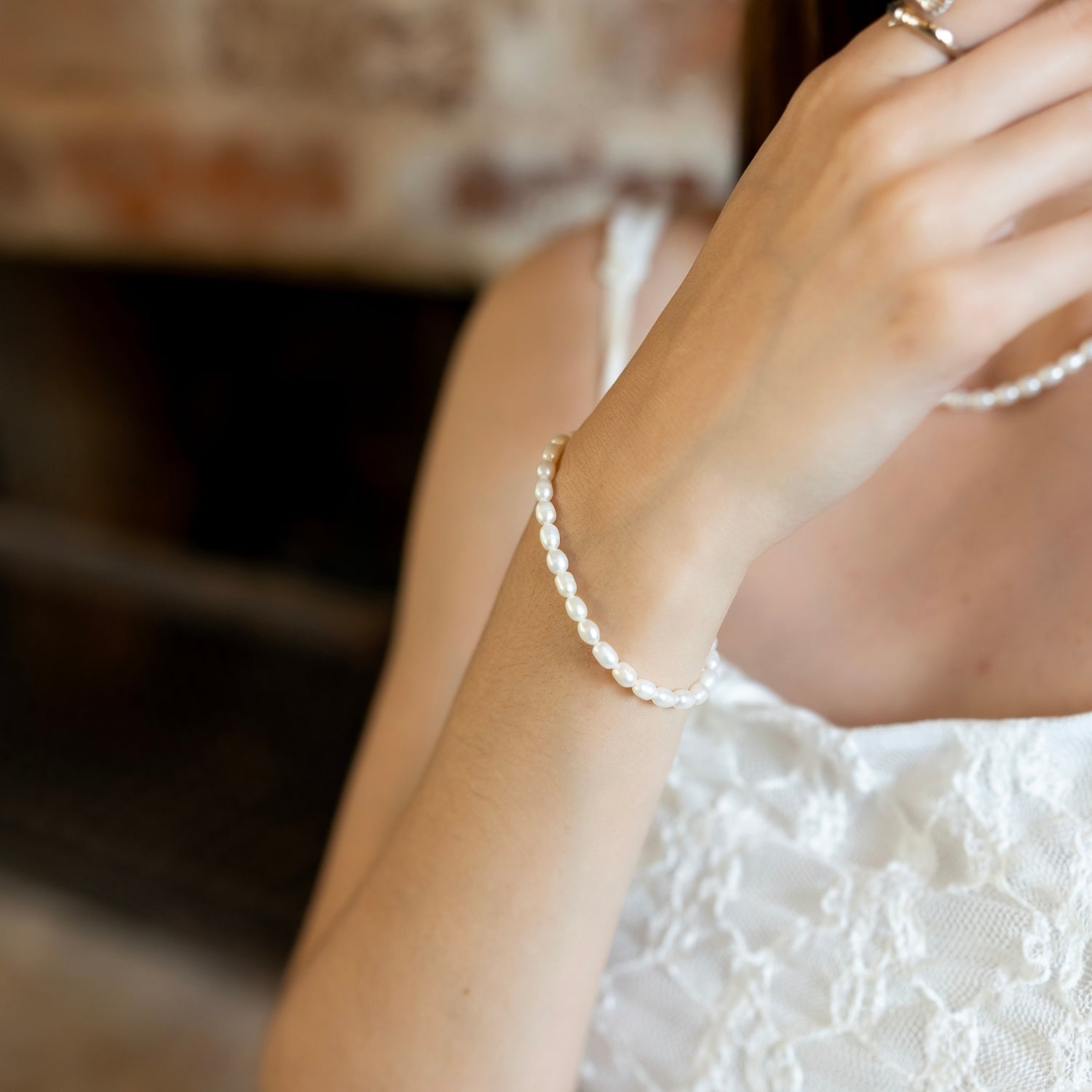 Natural Freshwater Real Seed Pearl Necklace and Bracelet Set