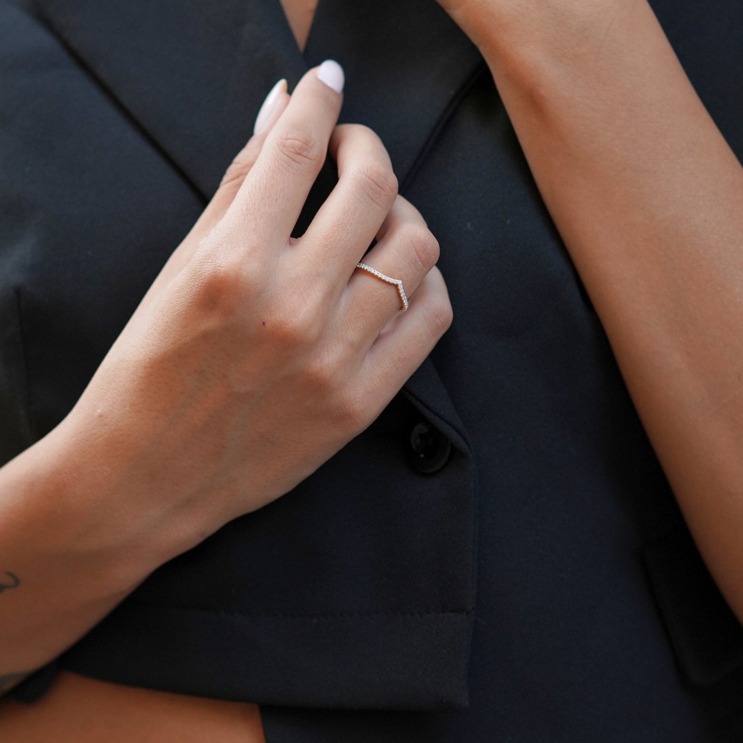 Sterling Silver Wishbone Stacker V Ring Set