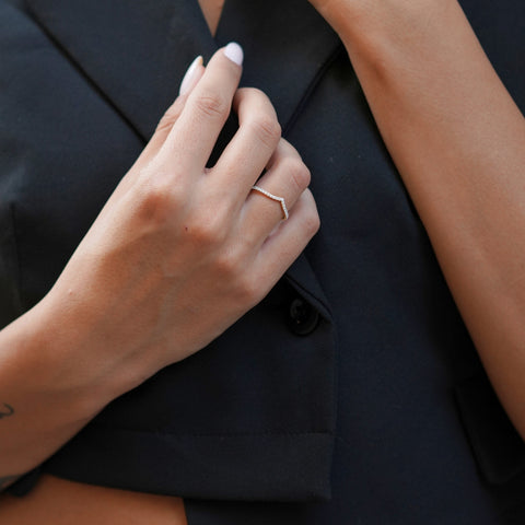 Sterling Silver Wishbone Stacker V Ring Set
