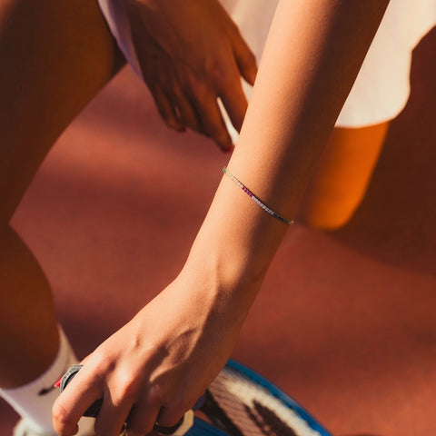 Rainbow Tennis Necklace and Bracelet Set Sterling Silver