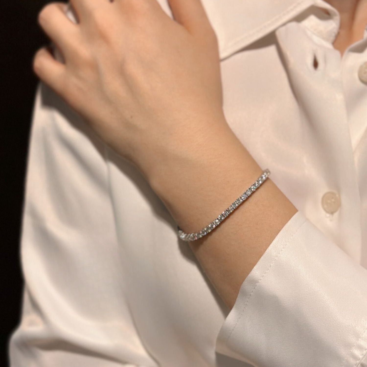 9ct White Gold 3CT Diamond Tennis Bracelet