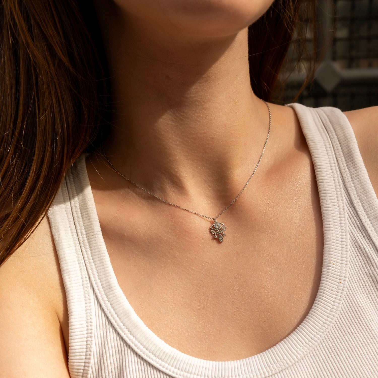 Sterling Silver Eye Evil Eye Pendant Necklace