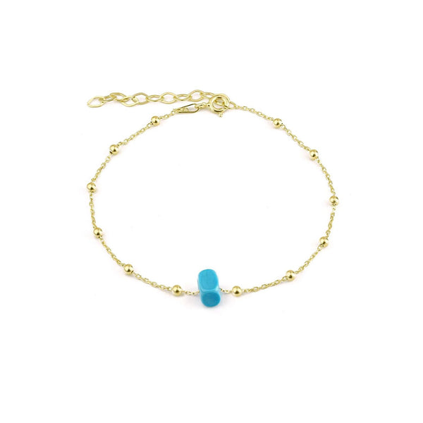 Sterling Silver Beaded Satellite Chain Bracelet Gemstone