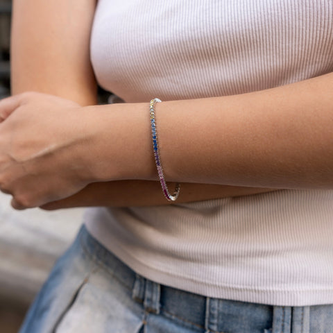 Sterling Silver Rainbow Tennis Bracelet