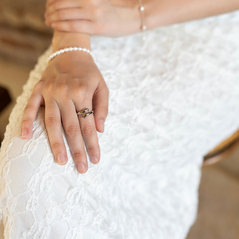 Hug Ring With Hands Sterling Silver and Gold Plated