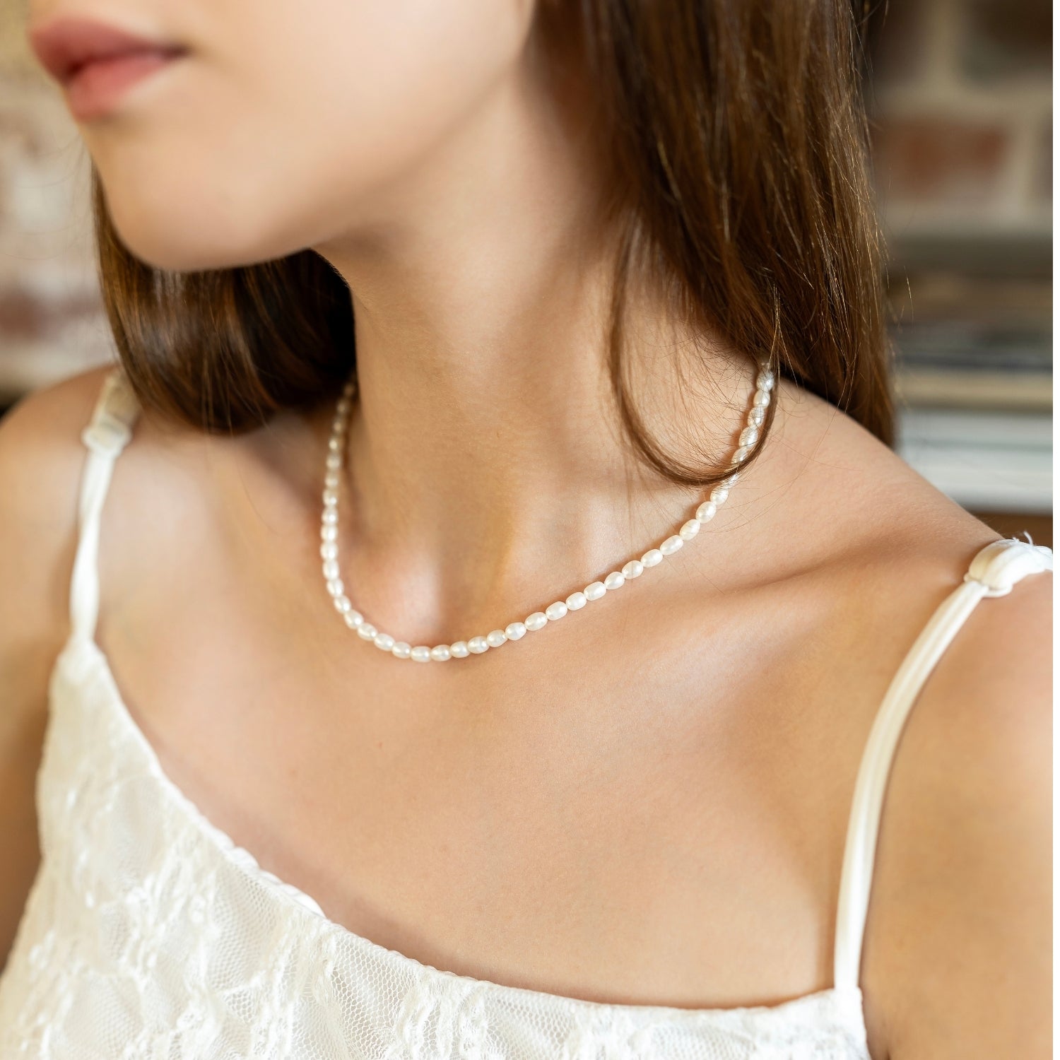 Natural Freshwater Real Seed Pearl Necklace and Bracelet Set