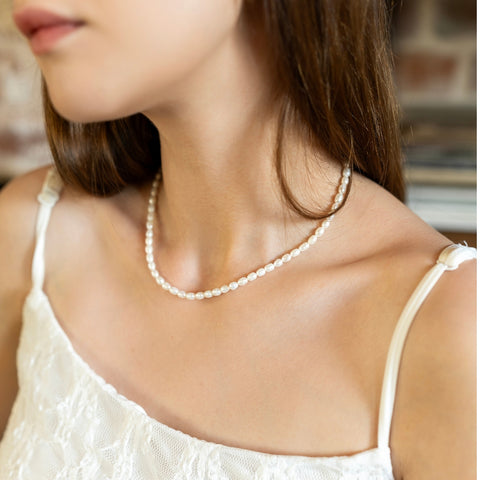 Natural Freshwater Real Seed Pearl Necklace and Bracelet Set