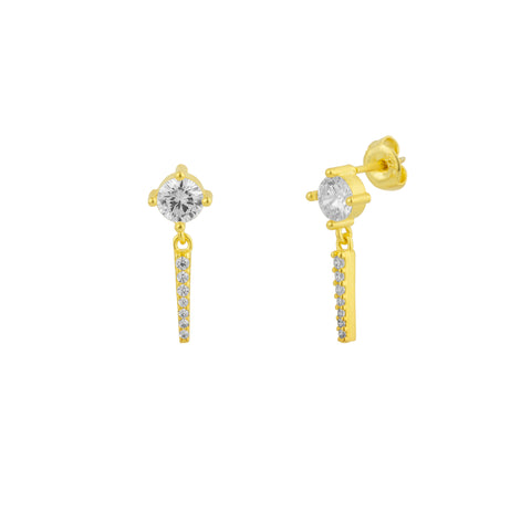 Sterling Silver Clear Gemstone Spike Charm Sodalite Earrings