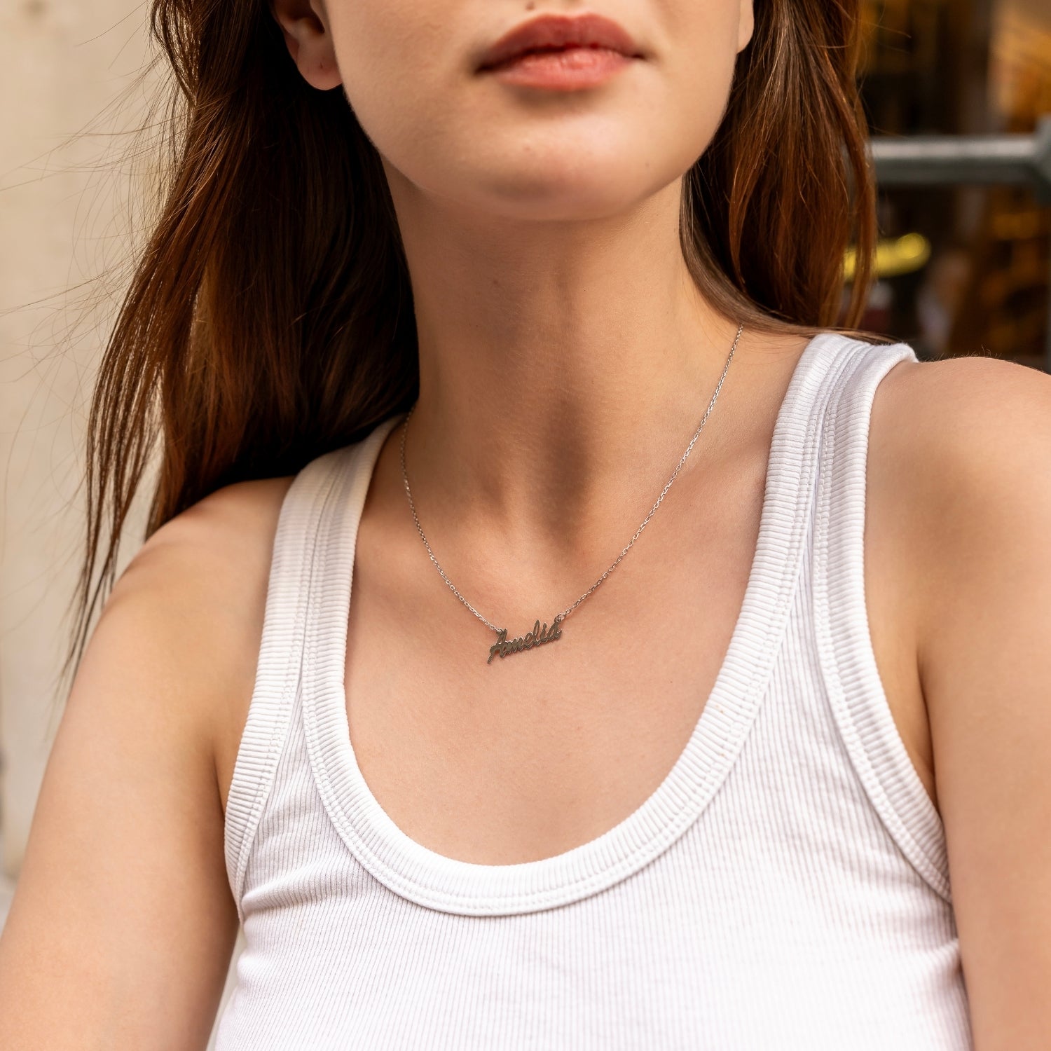 Fine Sterling Silver Signature Name Necklace