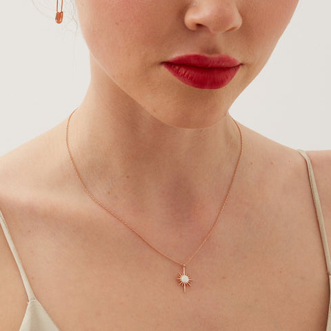 White Opal Northernstar Sterling Silver Pendant Necklace and Earrings Set