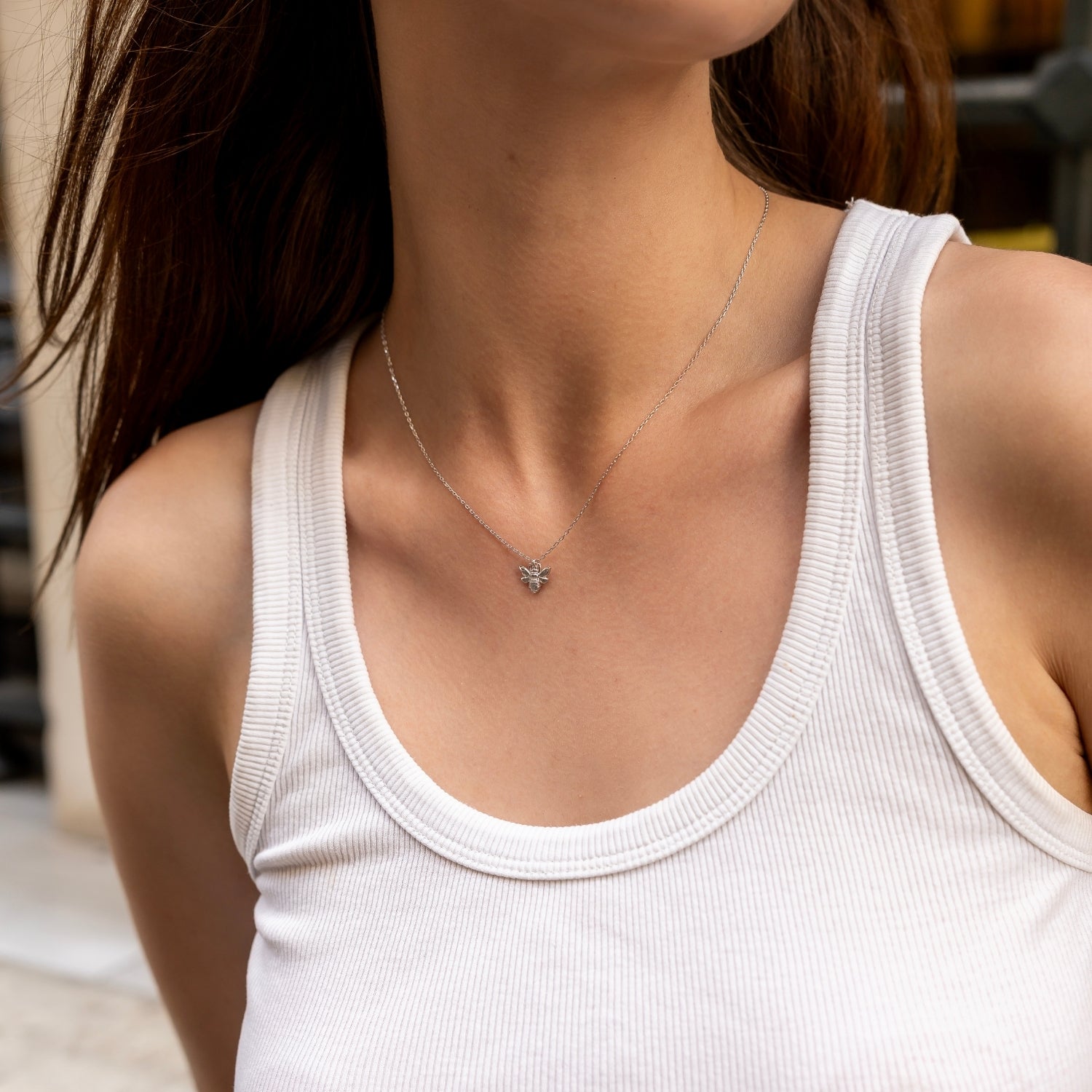 Sterling Silver Bee Pendant Chain Necklace