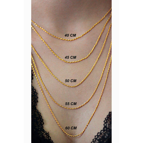 9ct Solid Gold Italian Rope Chain Necklace