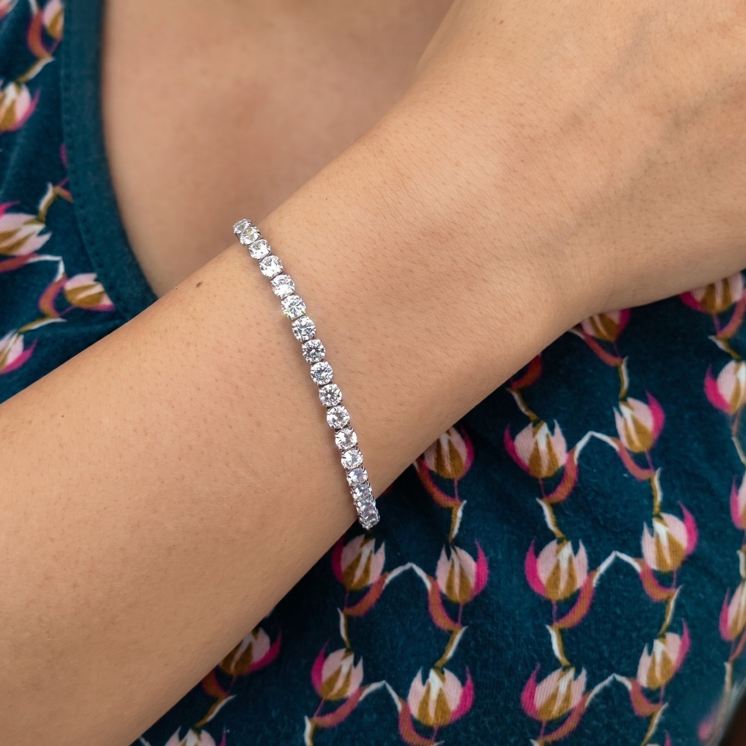Sterling Silver Tennis Bracelet - 4mm & 3mm
