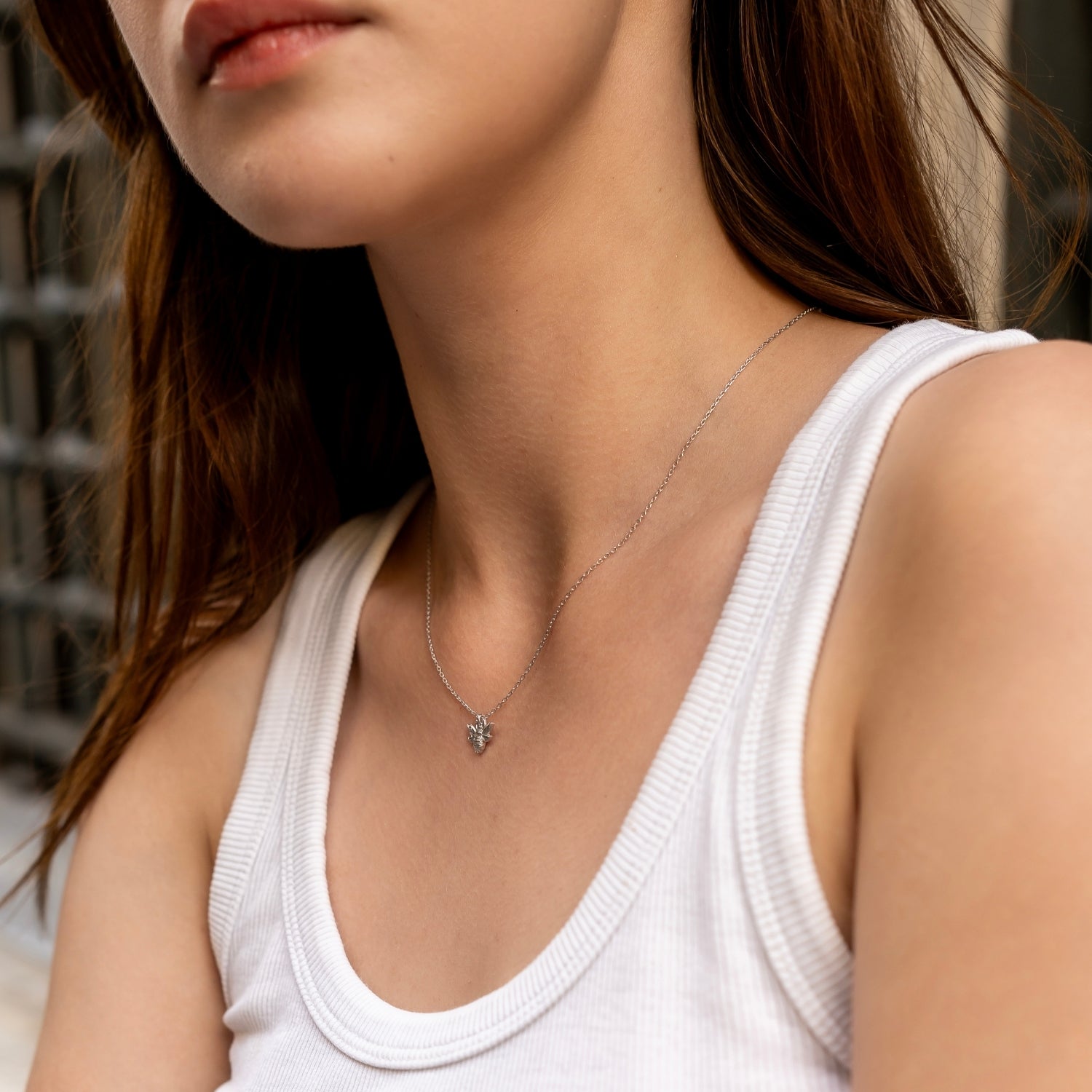Sterling Silver Bee Pendant Chain Necklace