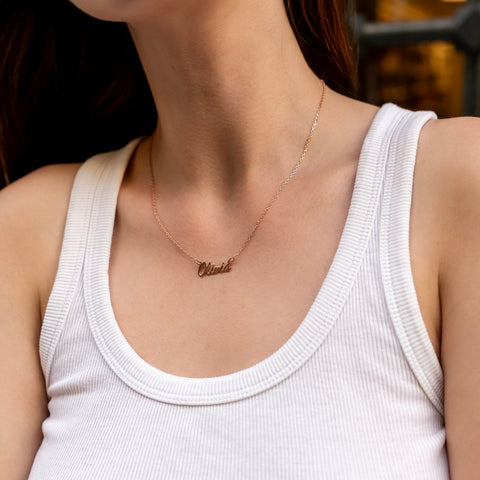 Fine Sterling Silver Signature Name Necklace