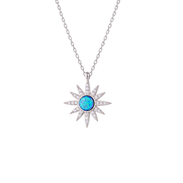 Opal Sun Sterling Silver Necklace