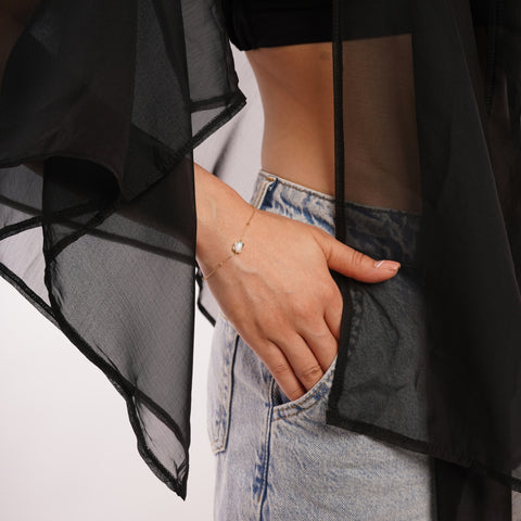 Sterling Silver Organic White Opal Station Bracelet