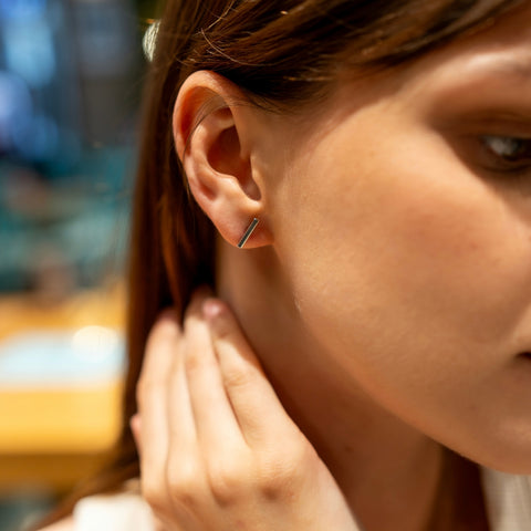 Bar Stud Plain Earrings Sterling Silver