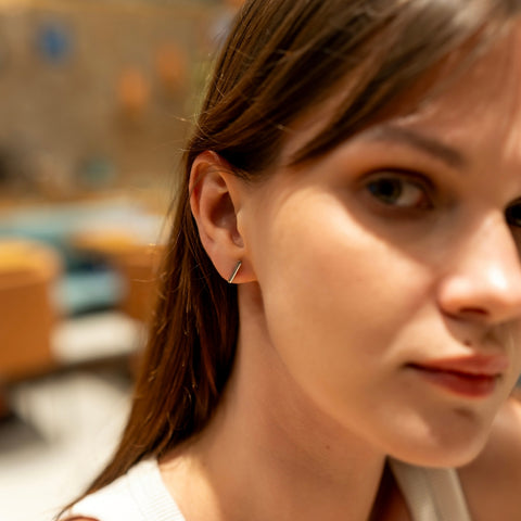 Bar Stud Plain Earrings Sterling Silver