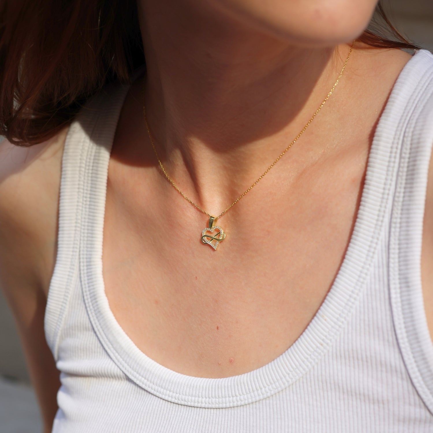 Infinity Heart Love Sterling Silver Pendant Necklace