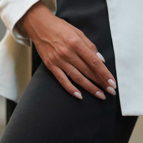 Sterling Silver Beaded Skinny Stacking Ring