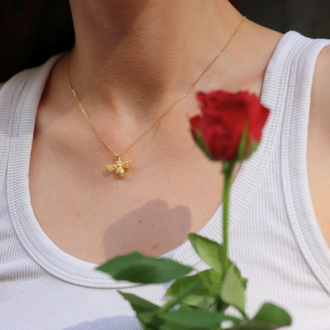 Matte Bumble Bee Sterling Silver Necklace