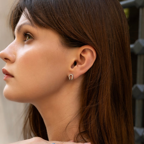 Sterling Silver Horseshoe Stud Earring