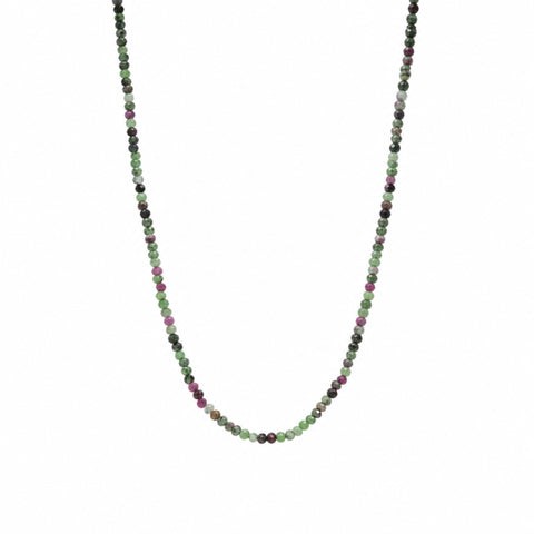 Fine Red Green Tourmaline Sterling Silver Necklace