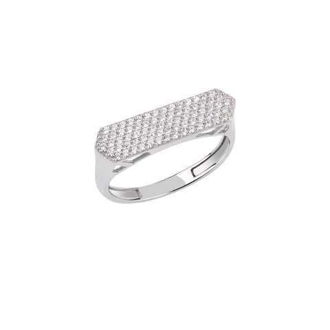 Rhombus Pavé Sterling Silver Bar Ring