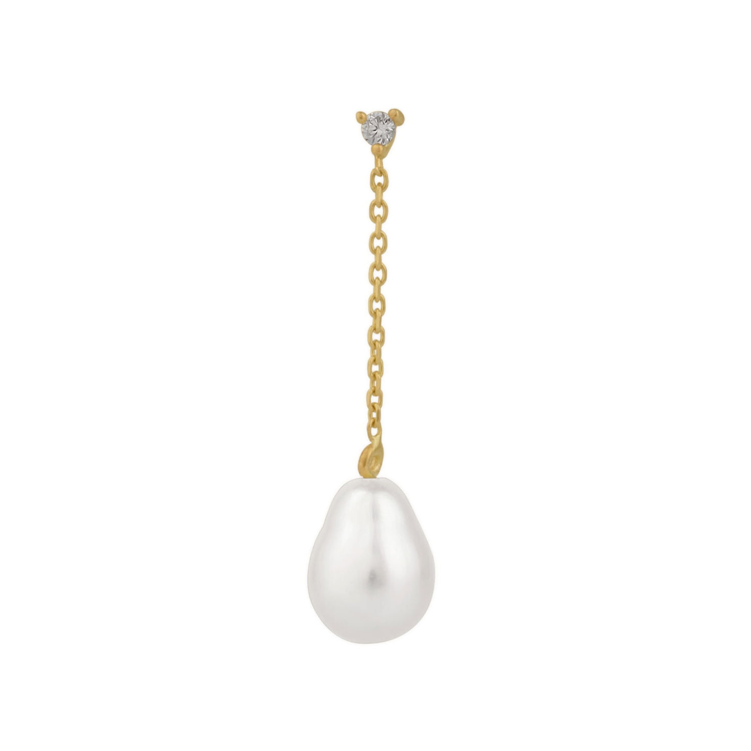 Diamond Drop Real Pear Single Fine Earring 14ct Solid Gold