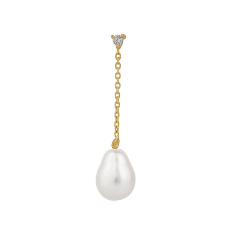 Diamond Drop Real Pear Single Fine Earring 14ct Solid Gold