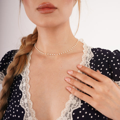 Fine Linked Pearl Sterling Silver Chain Necklace