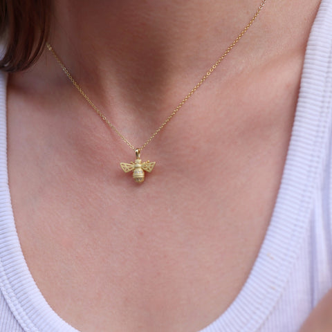Matte Bumble Bee Sterling Silver Necklace