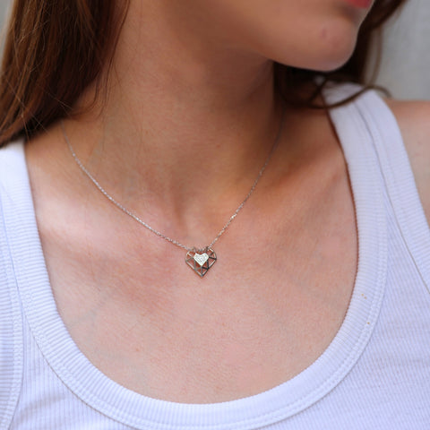 Geometric Heart Necklace Sterling Silver