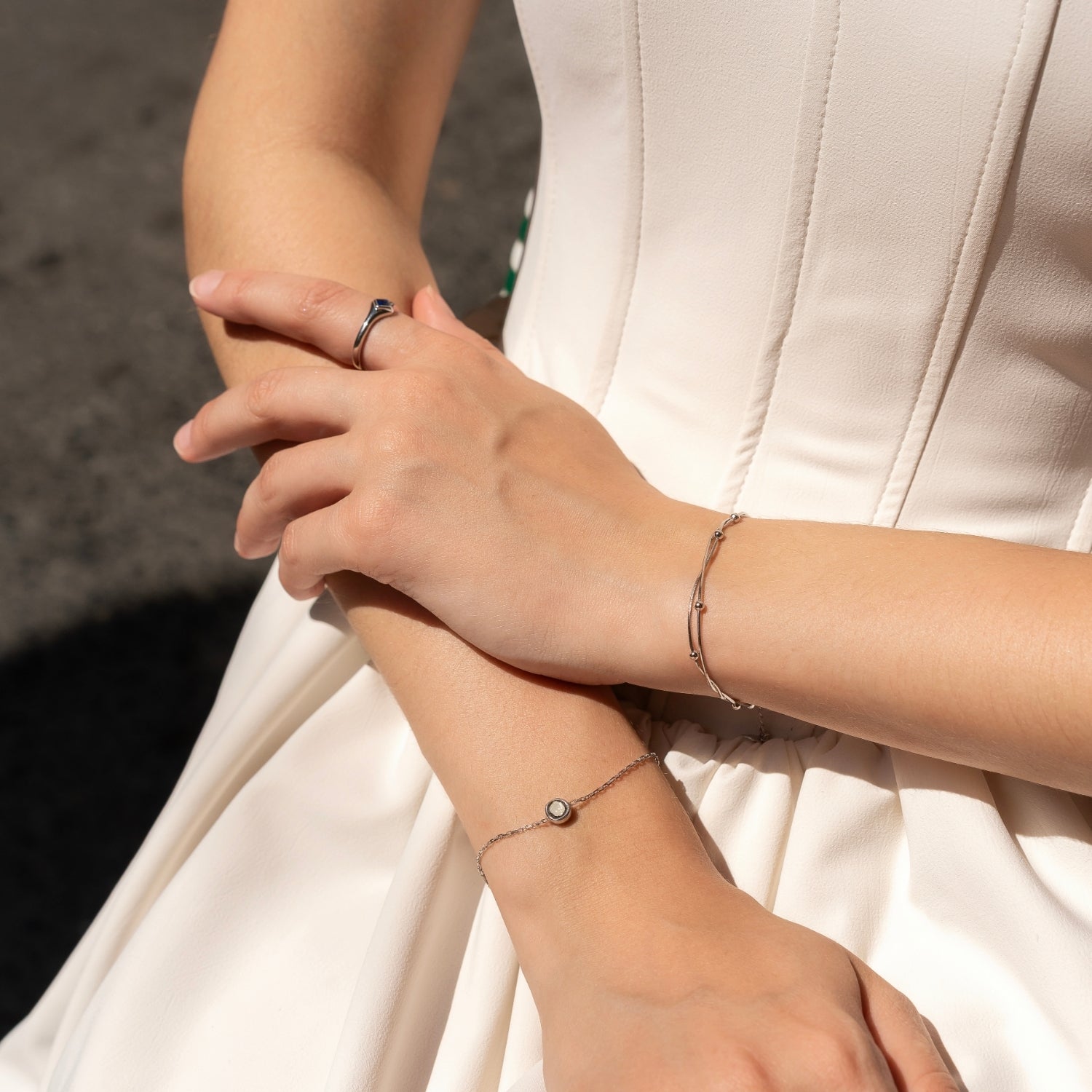 Fine Rectangular Navy Sterling Silver Statement Ring