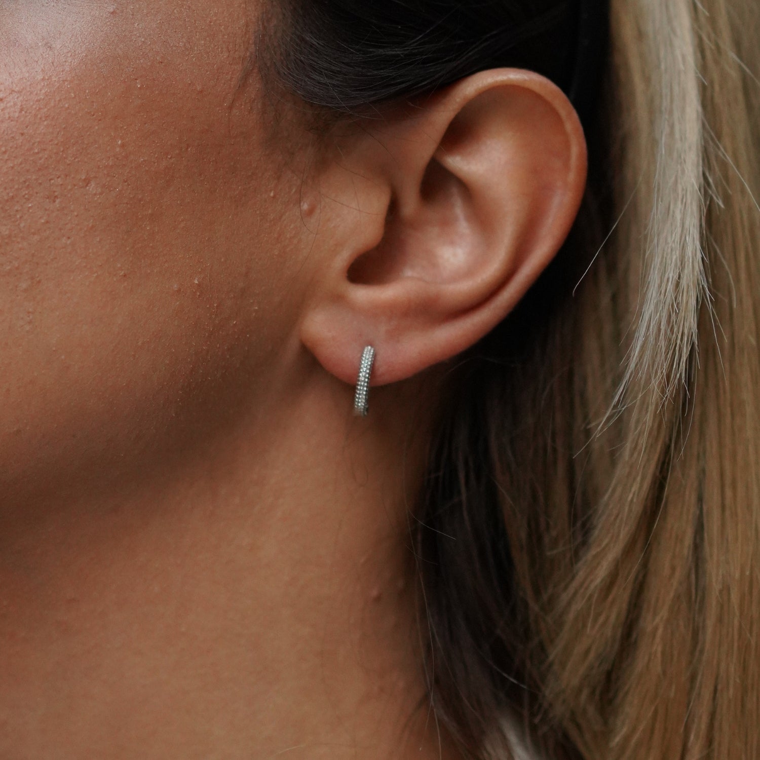 Sterling Silver Textured Pebble Hoops - Single