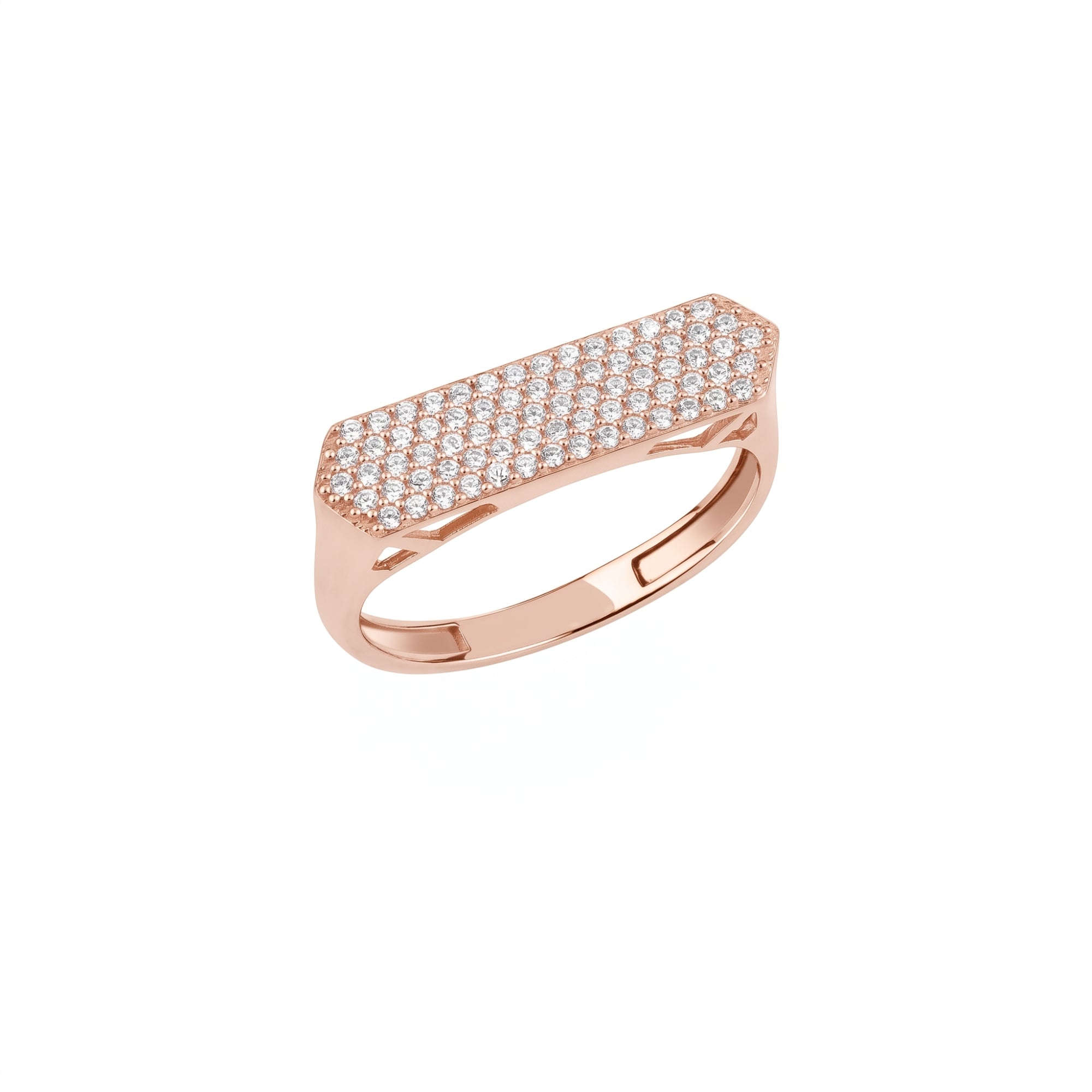 Rhombus Pavé Sterling Silver Bar Ring