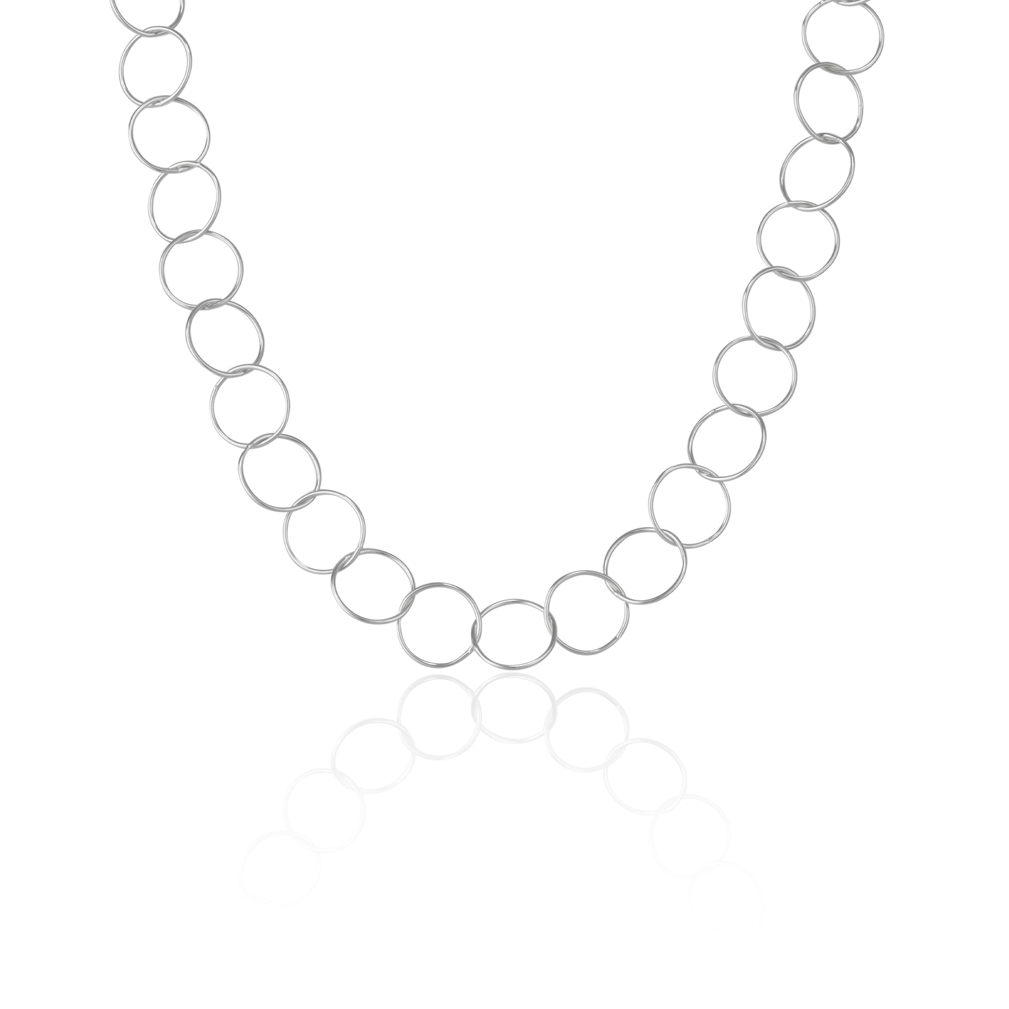 Circle Hoops Sterling Silver Chain Necklace