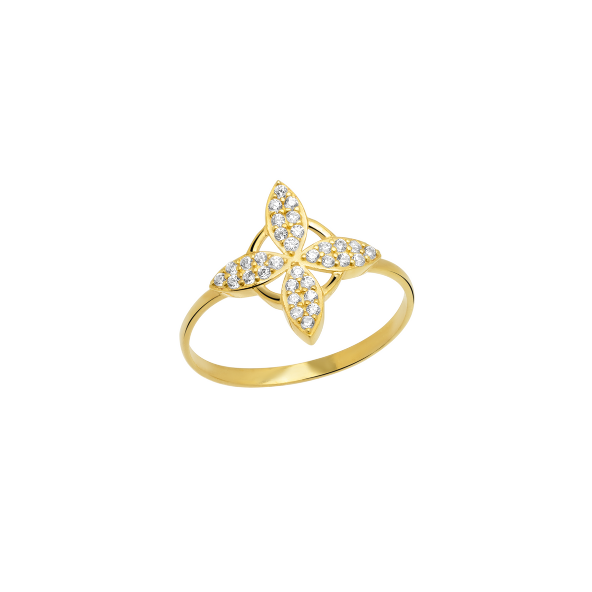 Fine Pave Monogram Clover Ring 14ct Solid Gold