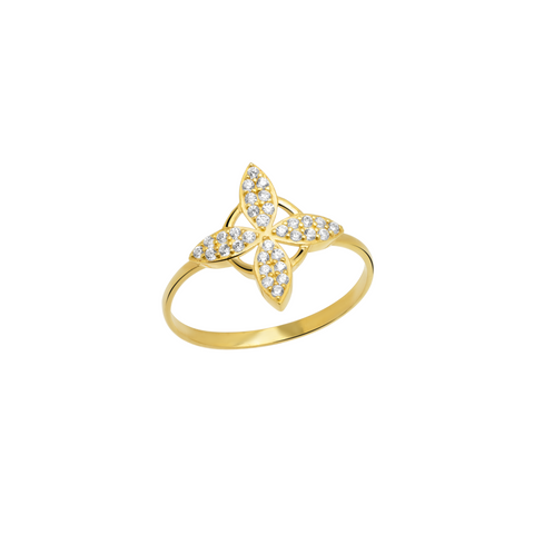 Fine Pave Monogram Clover Ring 14ct Solid Gold