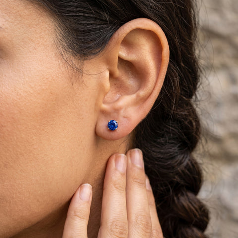 9ct Gold Synthetic Sapphire Stud Earrings