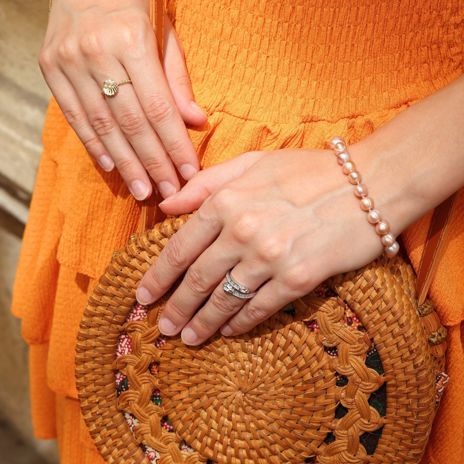Baguette Snake Ring With Green Eyes in Sterling Silver