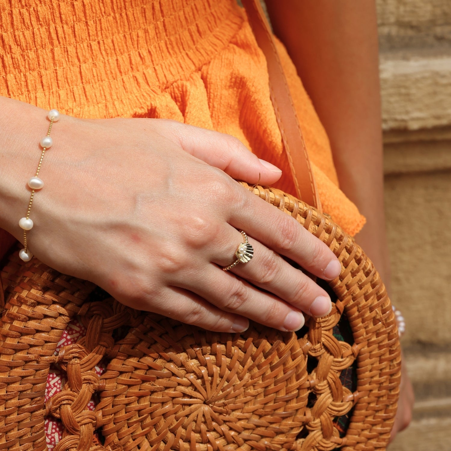 Scallop Shell Pearl Sterling Silver Ring