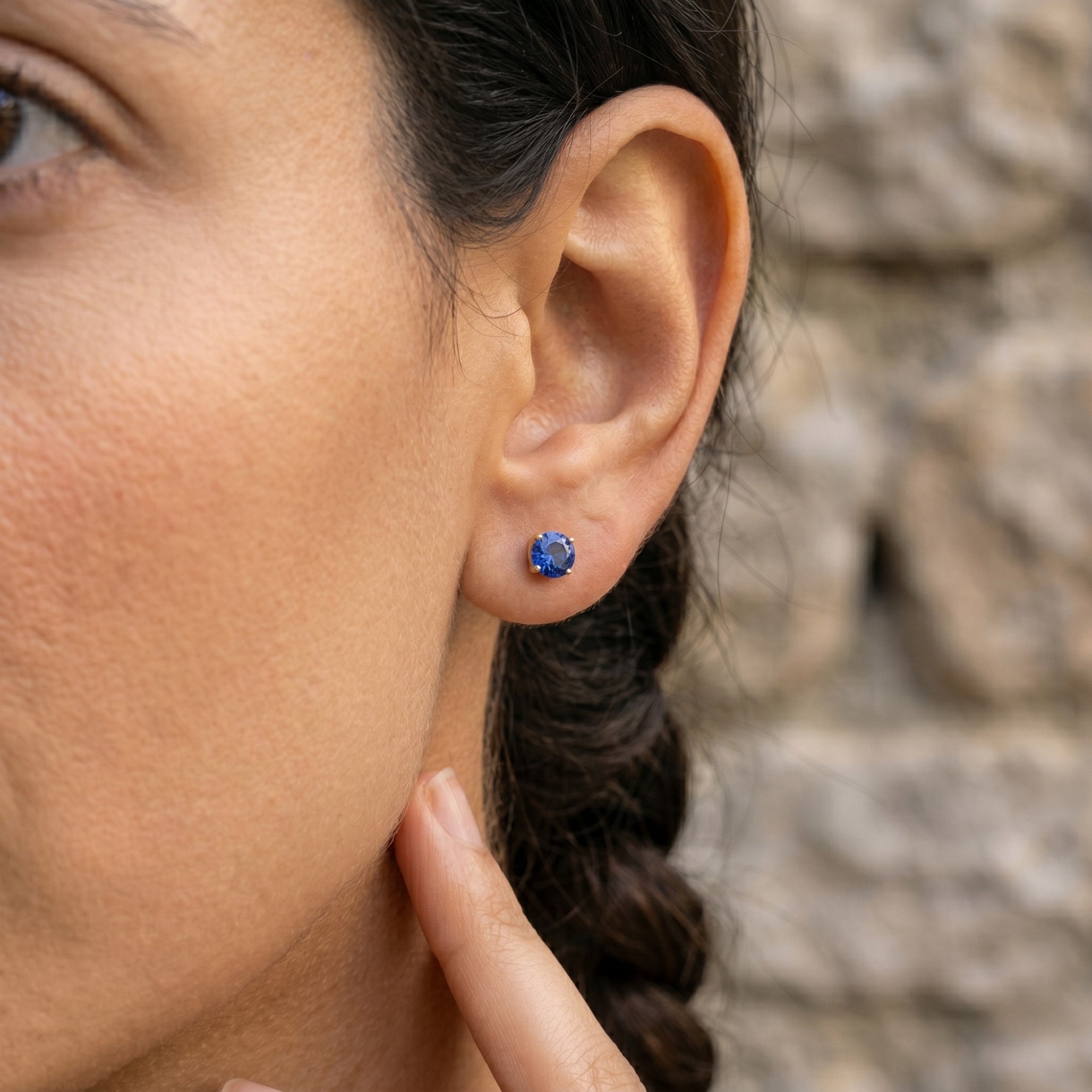9ct Gold Synthetic Sapphire Stud Earrings