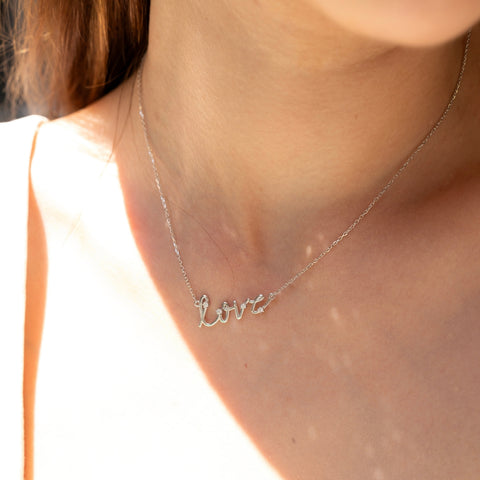 Sterling Silver Jewelled Love Necklace