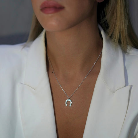 Sterling Silver Horseshoe Equestrian Necklace