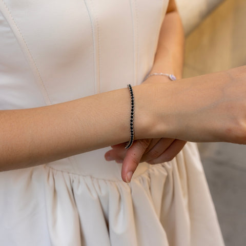 Sterling Silver Black Tennis Bracelet
