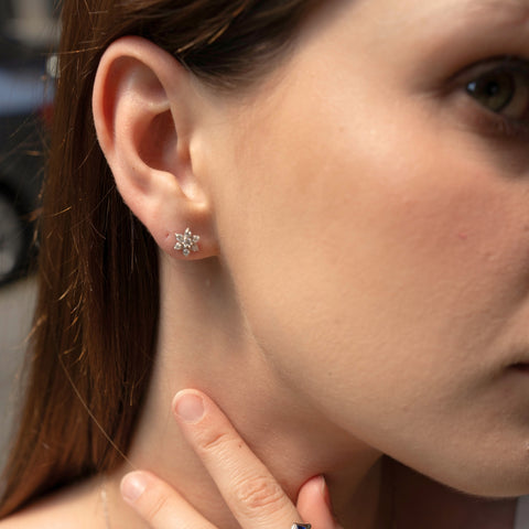 Fine 14k Solid Gold Diamond Star Single Earring