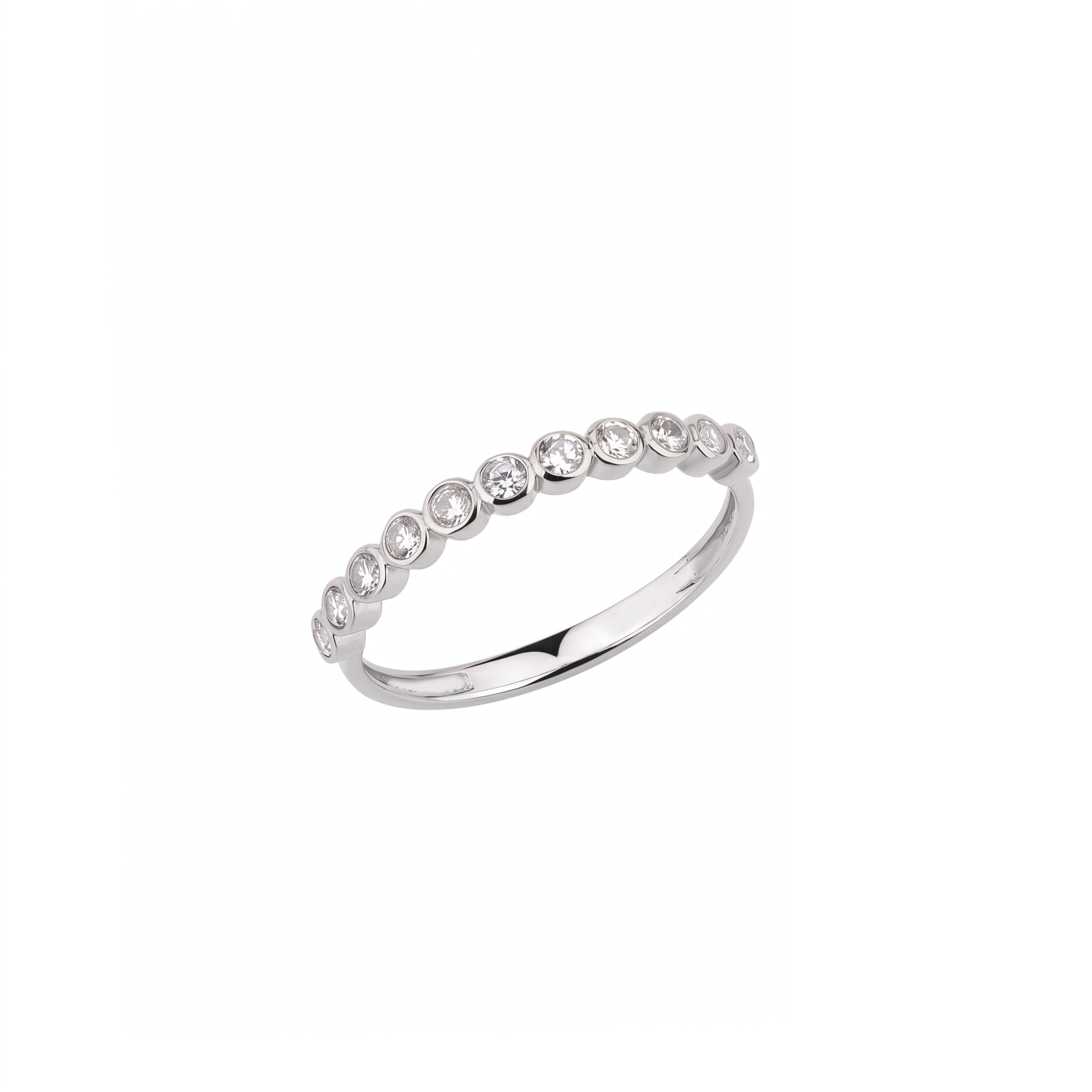 Bezel-Set Half Eternity Sterling Silver Ring